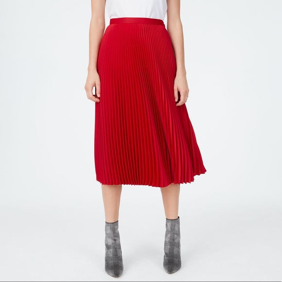 Club Monaco Dresses & Skirts - Club Monaco Annina Red Pleated Midi Skirt